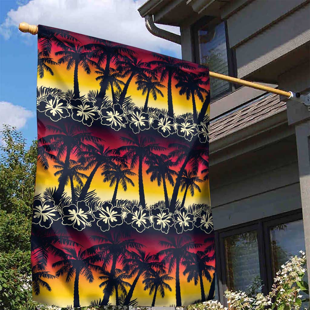 Hawaii Hibiscus Palm Tree Sunset Garden Flag Tropical Style - Wonder Print Shop