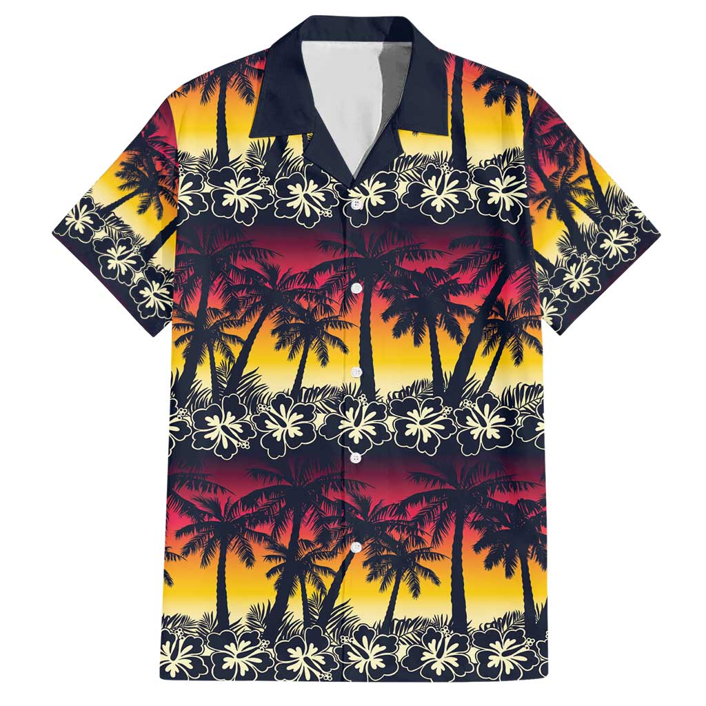 Hawaii Hibiscus Palm Tree Sunset Hawaiian Shirt Tropical Style - Wonder Print Shop