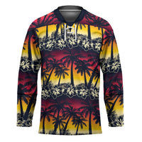 Hawaii Hibiscus Palm Tree Sunset Hockey Jersey Tropical Style - Wonder Print Shop