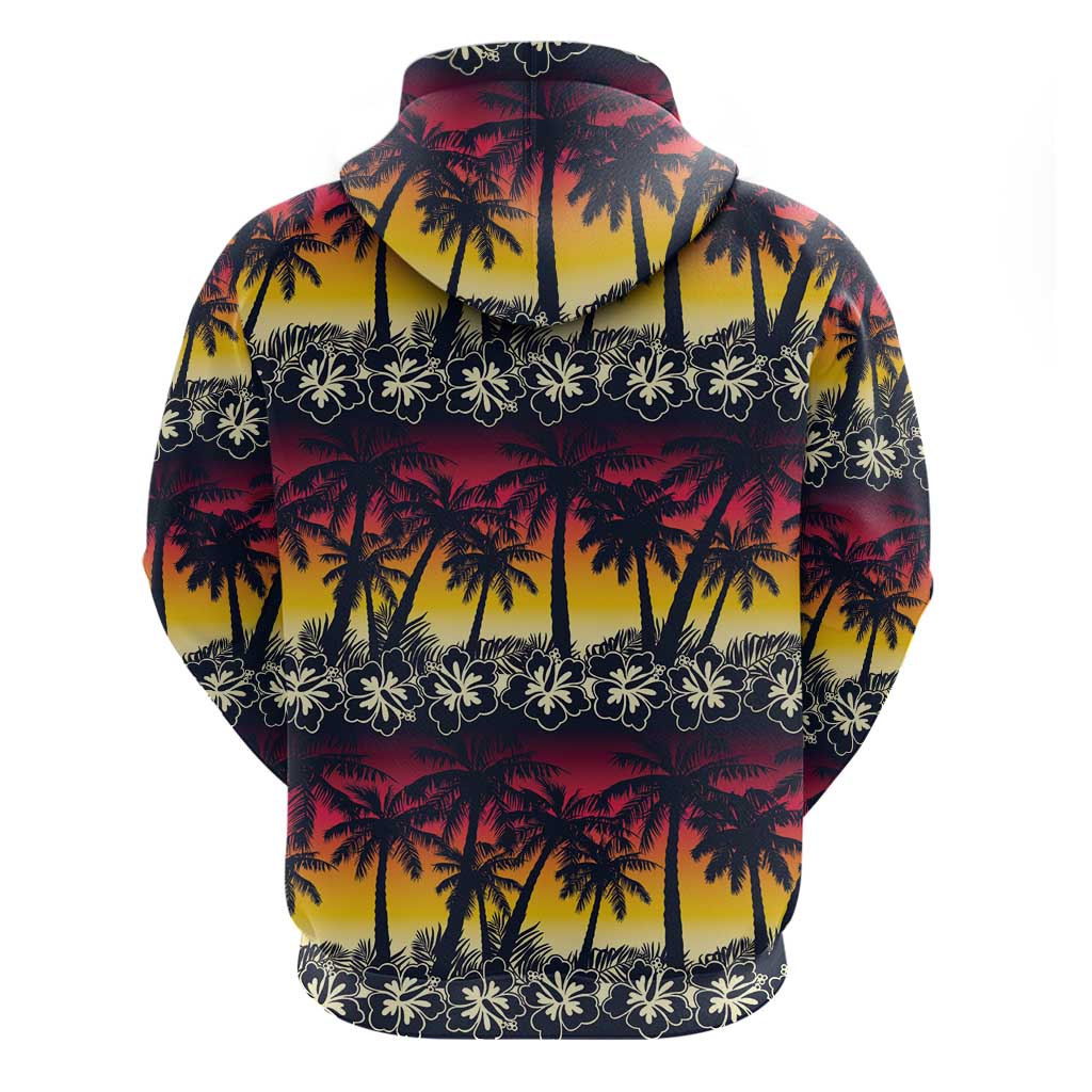 Hawaii Hibiscus Palm Tree Sunset Hoodie Tropical Style - Wonder Print Shop