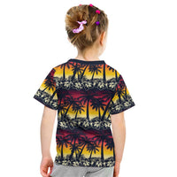 Hawaii Hibiscus Palm Tree Sunset Kid T Shirt Tropical Style - Wonder Print Shop