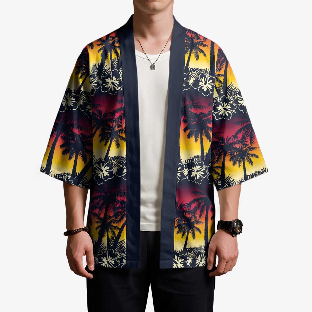 Hawaii Hibiscus Palm Tree Sunset Kimono Tropical Style - Wonder Print Shop