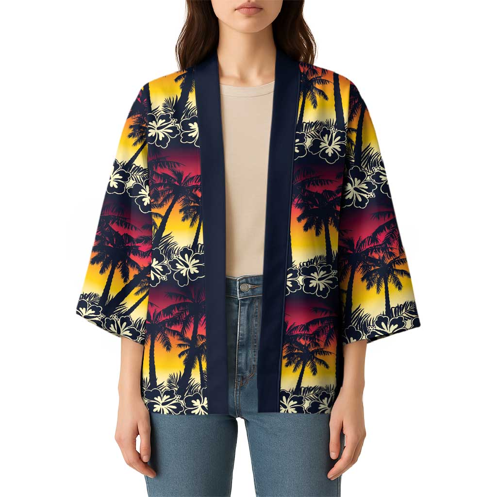 Hawaii Hibiscus Palm Tree Sunset Kimono Tropical Style - Wonder Print Shop