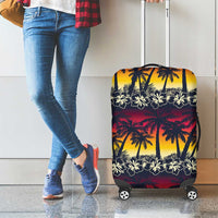 Hawaii Hibiscus Palm Tree Sunset Luggage Cover Tropical Style - Wonder Print Shop
