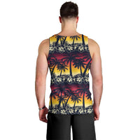 Hawaii Hibiscus Palm Tree Sunset Men Tank Top Tropical Style - Wonder Print Shop