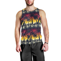 Hawaii Hibiscus Palm Tree Sunset Men Tank Top Tropical Style - Wonder Print Shop