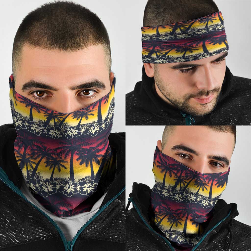 Hawaii Hibiscus Palm Tree Sunset Neck Gaiter Tropical Style - Wonder Print Shop