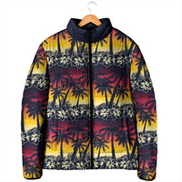 Hawaii Hibiscus Palm Tree Sunset Padded Jacket Tropical Style - Wonder Print Shop