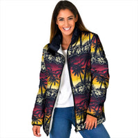 Hawaii Hibiscus Palm Tree Sunset Padded Jacket Tropical Style - Wonder Print Shop