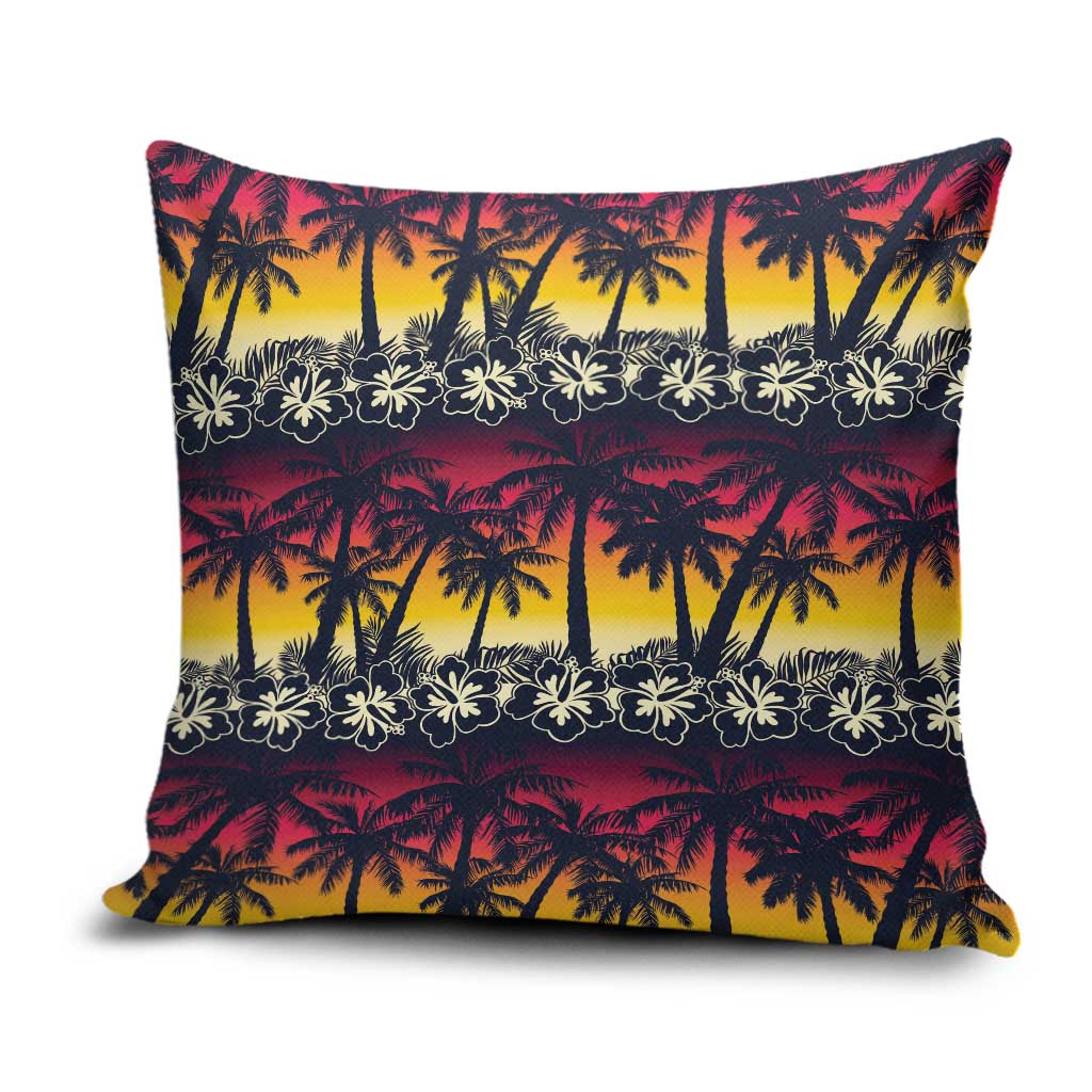Hawaii Hibiscus Palm Tree Sunset Pillow Cover Tropical Style - Wonder Print Shop