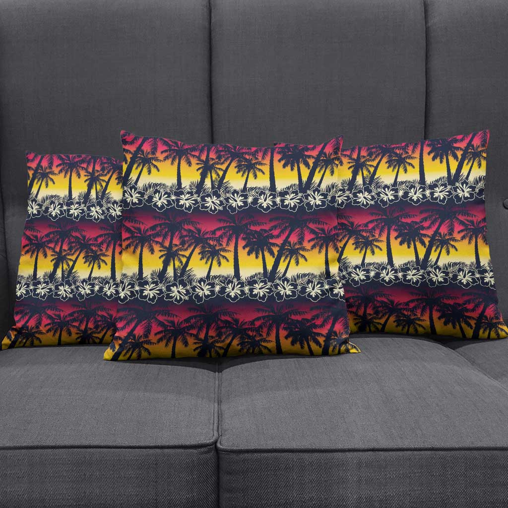 Hawaii Hibiscus Palm Tree Sunset Pillow Cover Tropical Style - Wonder Print Shop