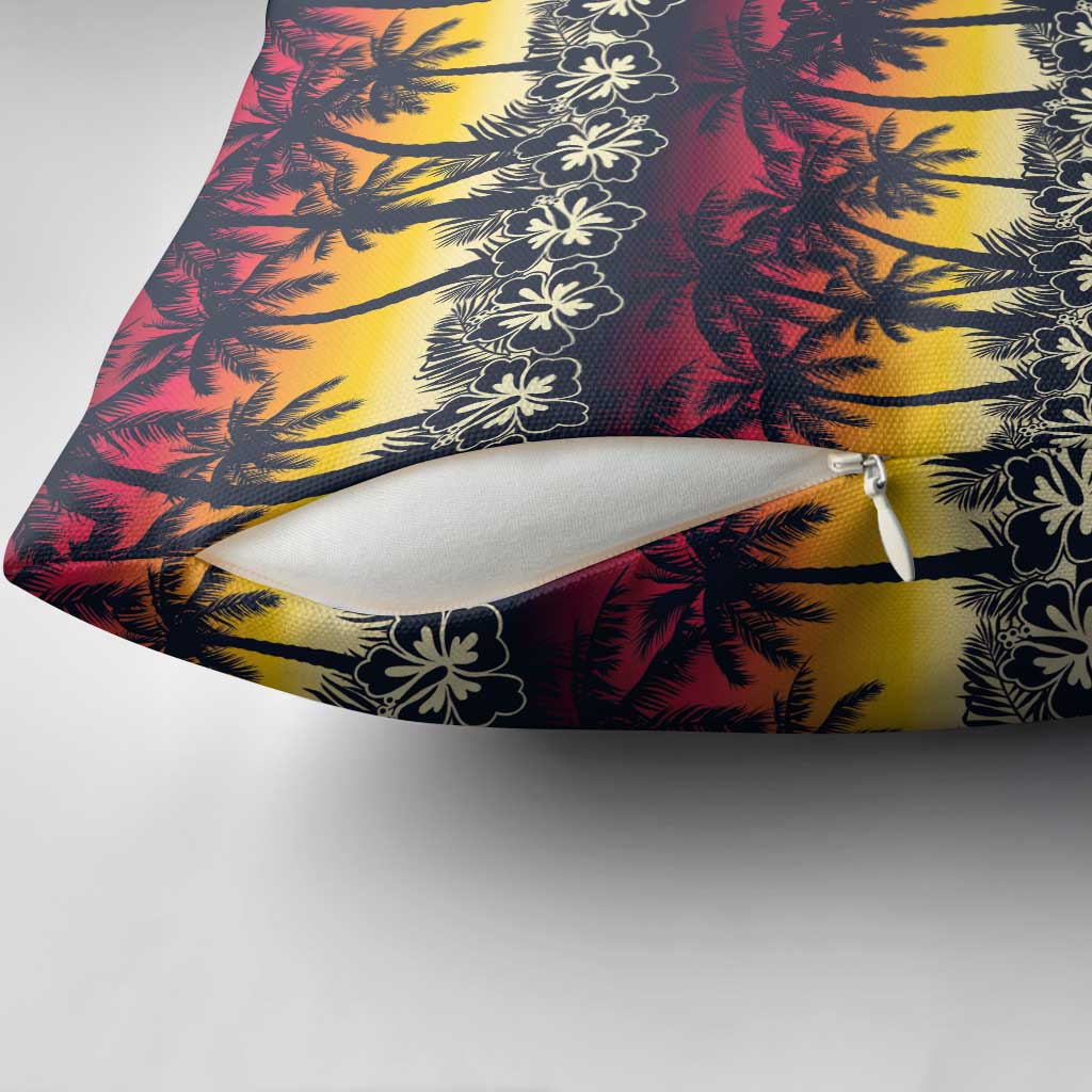 Hawaii Hibiscus Palm Tree Sunset Pillow Cover Tropical Style - Wonder Print Shop