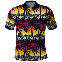 Hawaii Hibiscus Palm Tree Sunset Polo Shirt Tropical Style - Wonder Print Shop