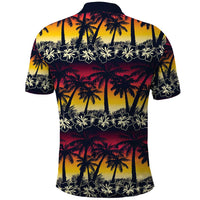 Hawaii Hibiscus Palm Tree Sunset Polo Shirt Tropical Style - Wonder Print Shop