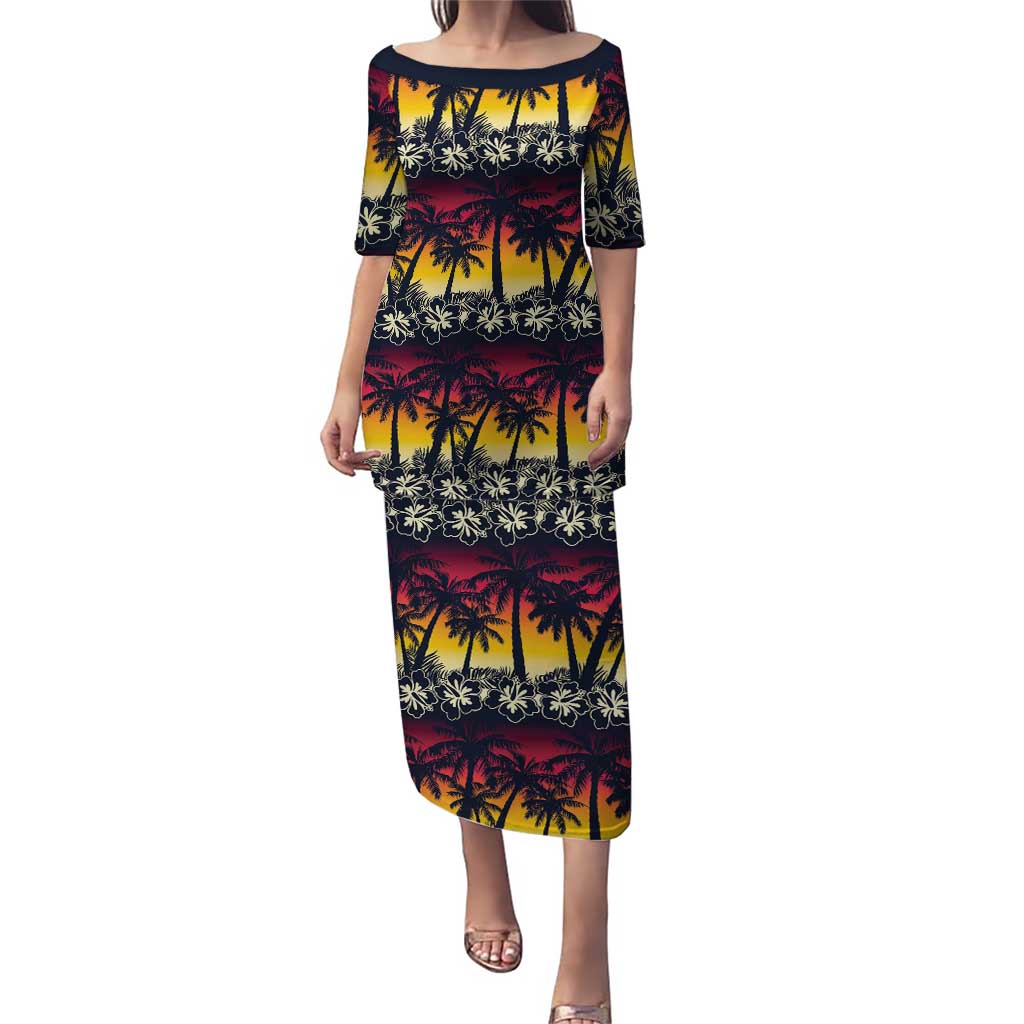 Hawaii Hibiscus Palm Tree Sunset Puletasi Tropical Style - Wonder Print Shop