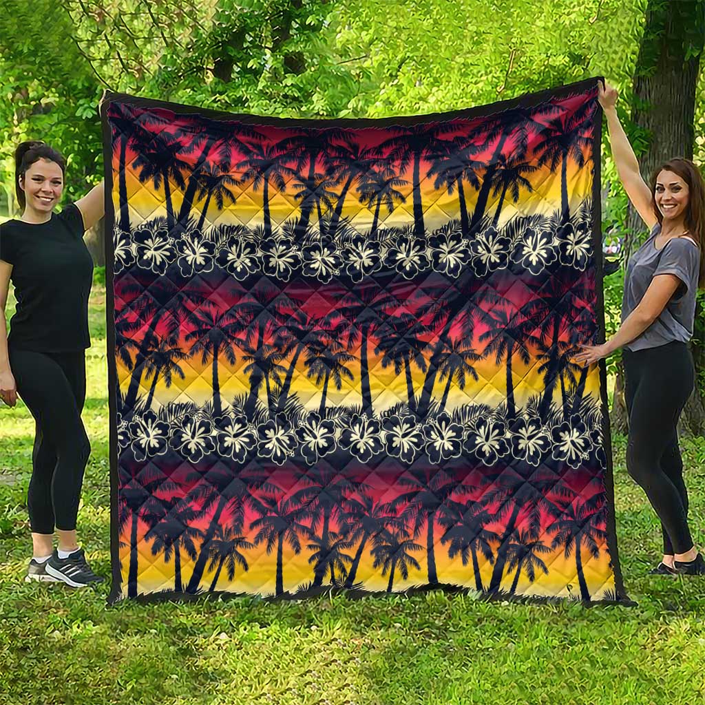 Hawaii Hibiscus Palm Tree Sunset Quilt Tropical Style - Wonder Print Shop