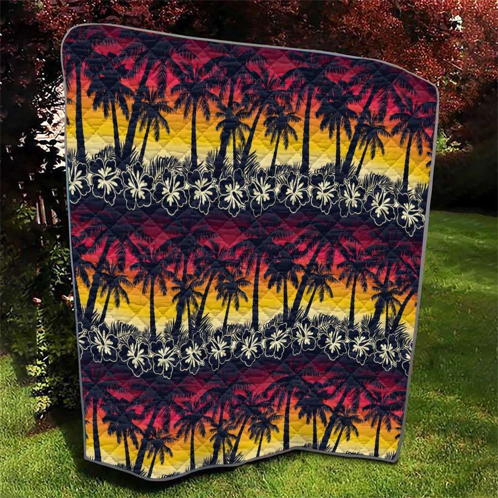 Hawaii Hibiscus Palm Tree Sunset Quilt Tropical Style - Wonder Print Shop
