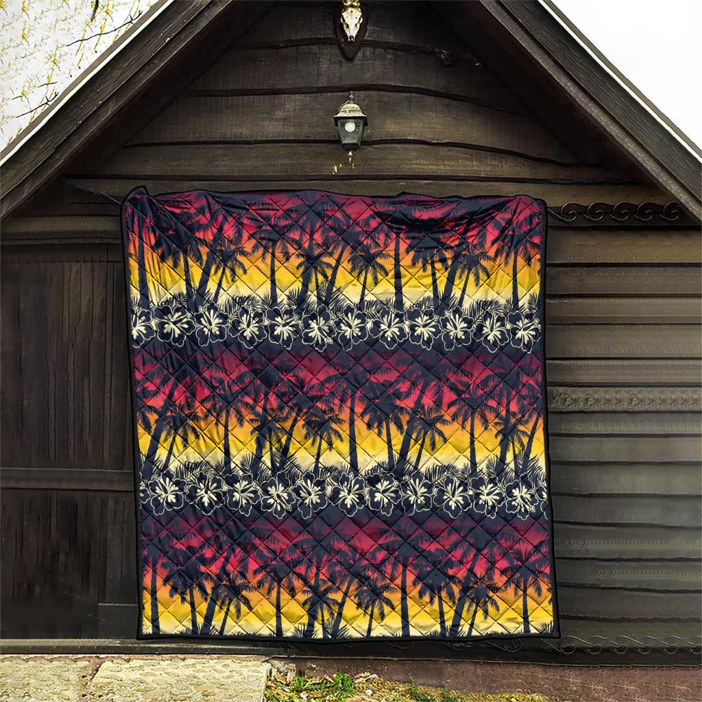 Hawaii Hibiscus Palm Tree Sunset Quilt Tropical Style - Wonder Print Shop