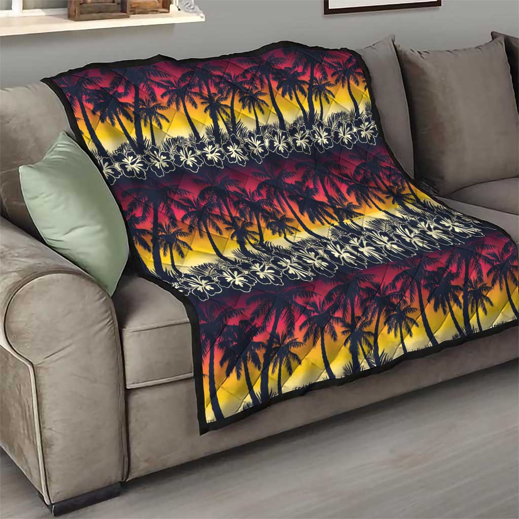 Hawaii Hibiscus Palm Tree Sunset Quilt Tropical Style - Wonder Print Shop