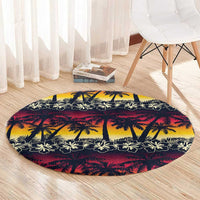 Hawaii Hibiscus Palm Tree Sunset Round Carpet Tropical Style - Wonder Print Shop
