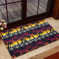 Hawaii Hibiscus Palm Tree Sunset Rubber Doormat Tropical Style - Wonder Print Shop