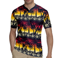 Hawaii Hibiscus Palm Tree Sunset Rugby Jersey Tropical Style - Wonder Print Shop