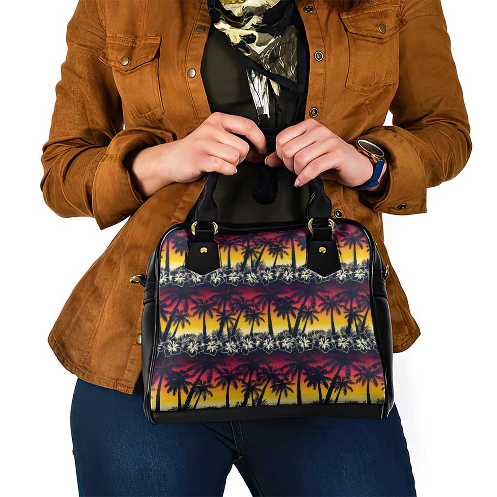 Hawaii Hibiscus Palm Tree Sunset Shoulder Handbag Tropical Style - Wonder Print Shop
