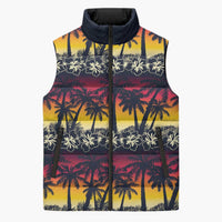 Hawaii Hibiscus Palm Tree Sunset Sleeveless Puffer Jacket Tropical Style - Wonder Print Shop