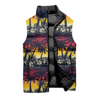 Hawaii Hibiscus Palm Tree Sunset Sleeveless Puffer Jacket Tropical Style - Wonder Print Shop