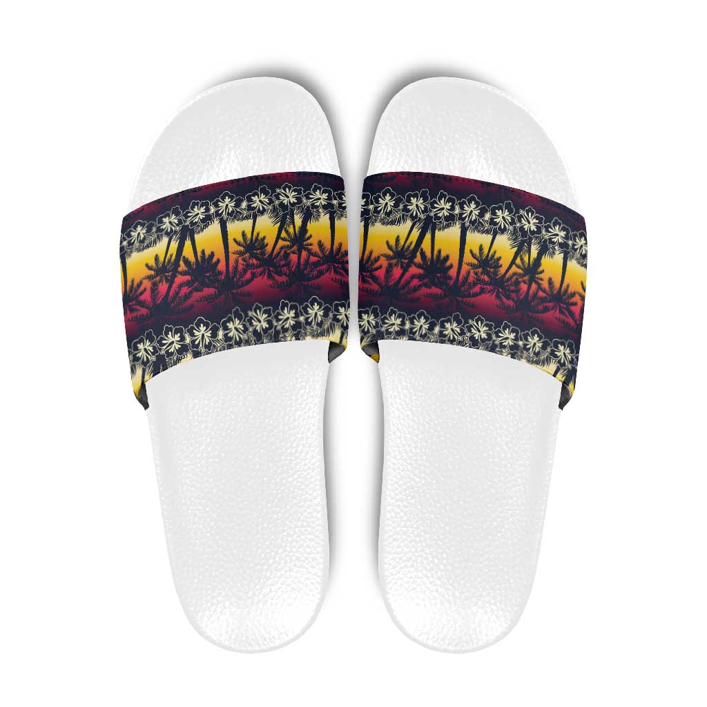 Hawaii Hibiscus Palm Tree Sunset Slide Sandals Tropical Style - Wonder Print Shop