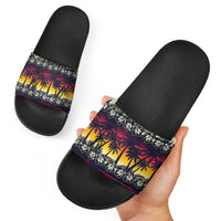 Hawaii Hibiscus Palm Tree Sunset Slide Sandals Tropical Style - Wonder Print Shop