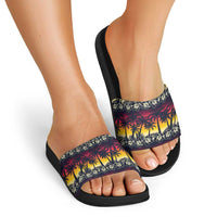 Hawaii Hibiscus Palm Tree Sunset Slide Sandals Tropical Style - Wonder Print Shop