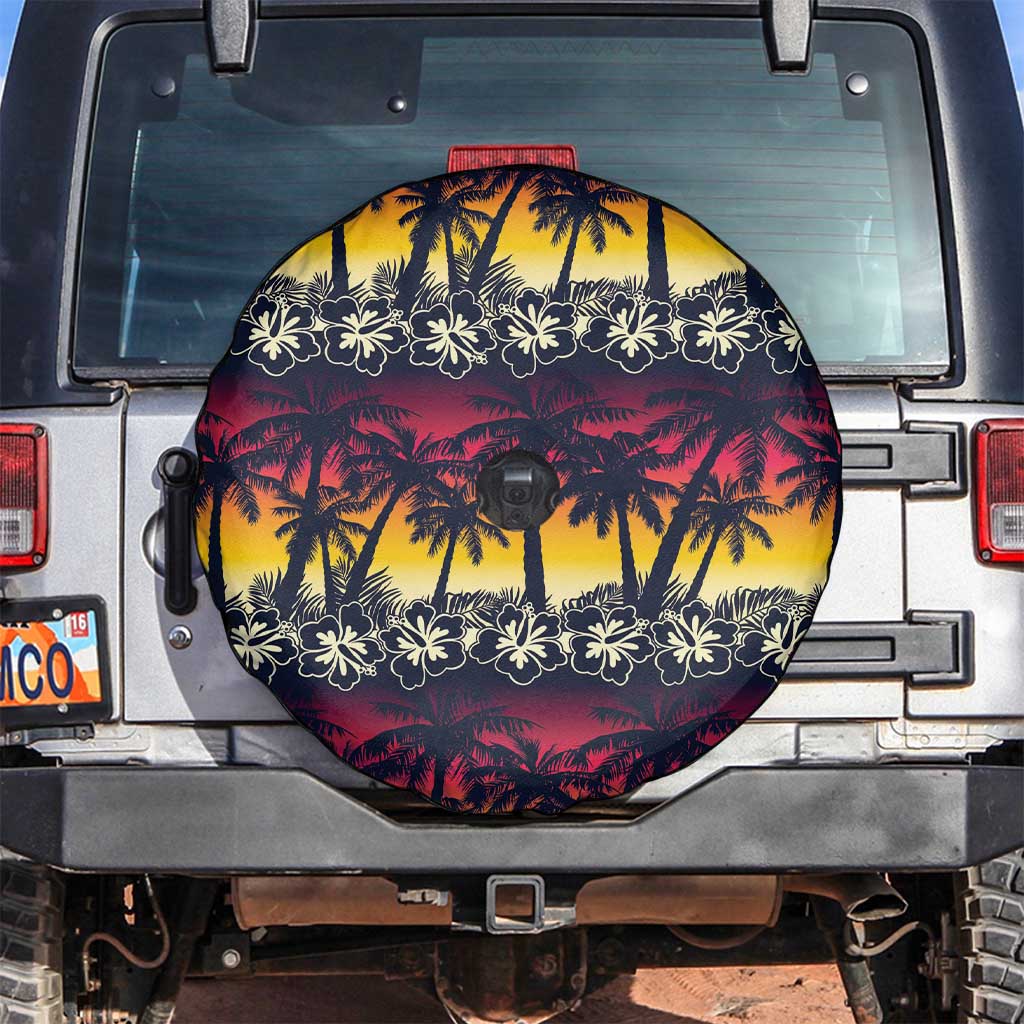 Hawaii Hibiscus Palm Tree Sunset Spare Tire Cover Tropical Style - Wonder Print Shop