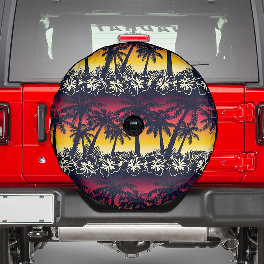 Hawaii Hibiscus Palm Tree Sunset Spare Tire Cover Tropical Style - Wonder Print Shop