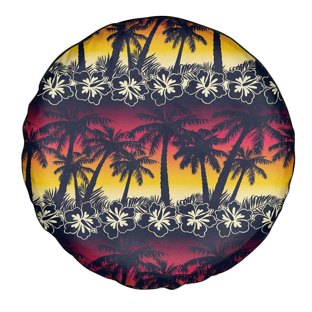 Hawaii Hibiscus Palm Tree Sunset Spare Tire Cover Tropical Style - Wonder Print Shop
