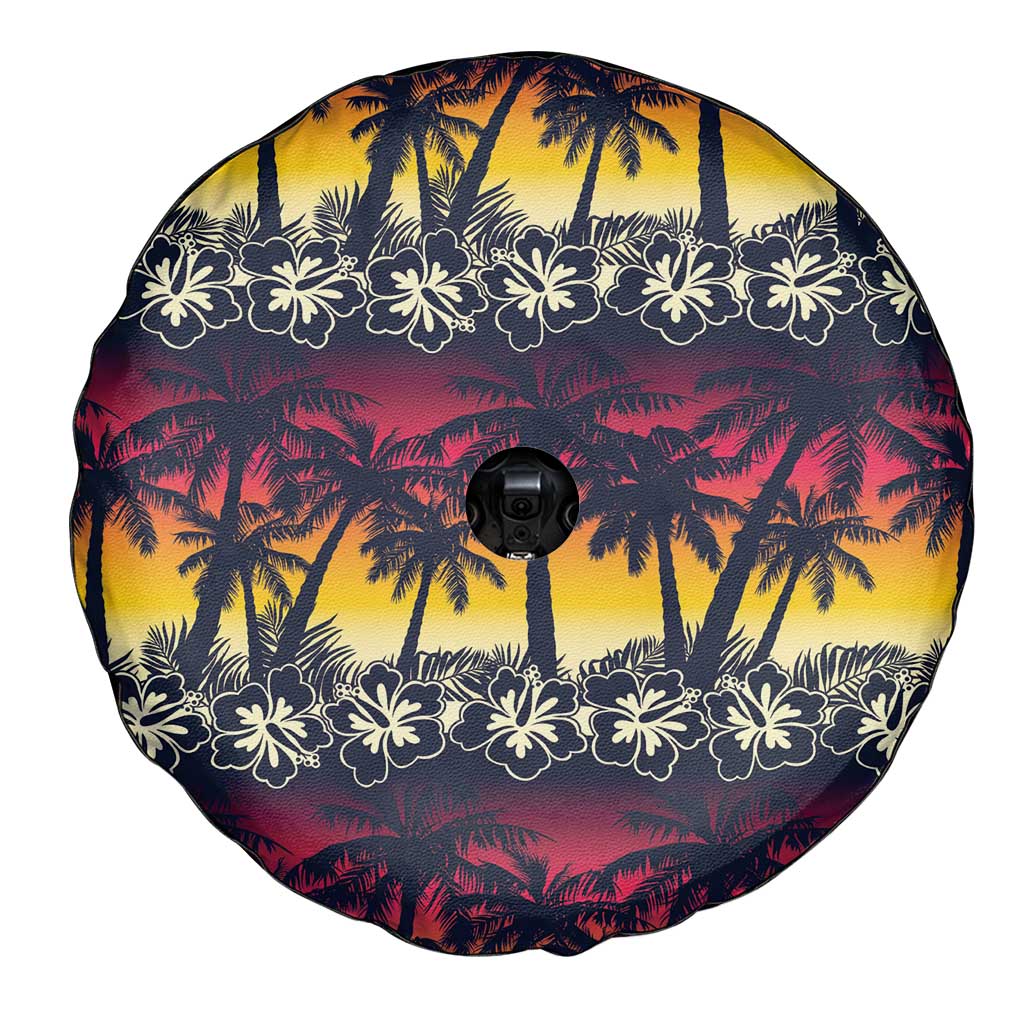 Hawaii Hibiscus Palm Tree Sunset Spare Tire Cover Tropical Style - Wonder Print Shop