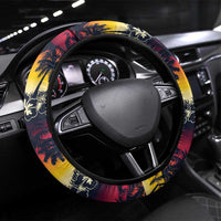 Hawaii Hibiscus Palm Tree Sunset Steering Wheel Cover Tropical Style - Wonder Print Shop