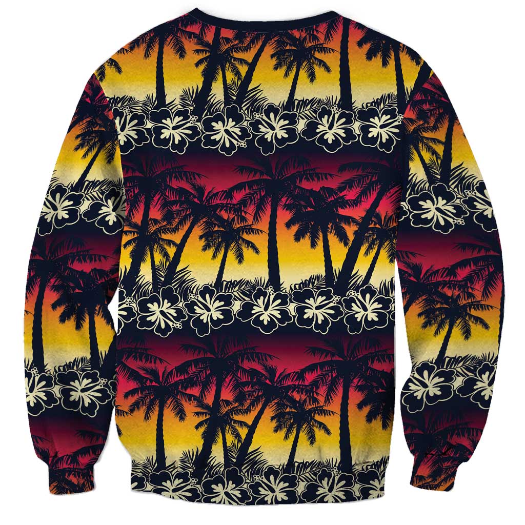 Hawaii Hibiscus Palm Tree Sunset Sweatshirt Tropical Style - Wonder Print Shop