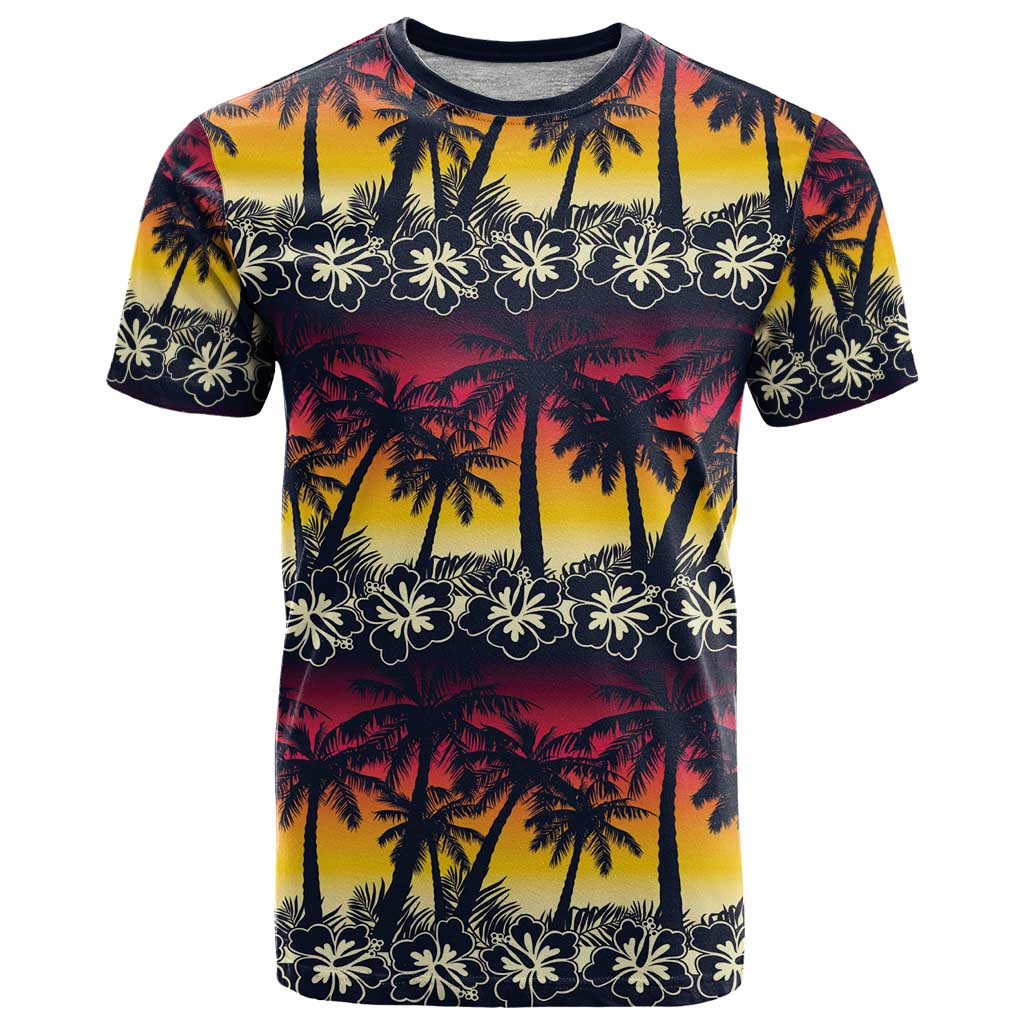 Hawaii Hibiscus Palm Tree Sunset T Shirt Tropical Style - Wonder Print Shop