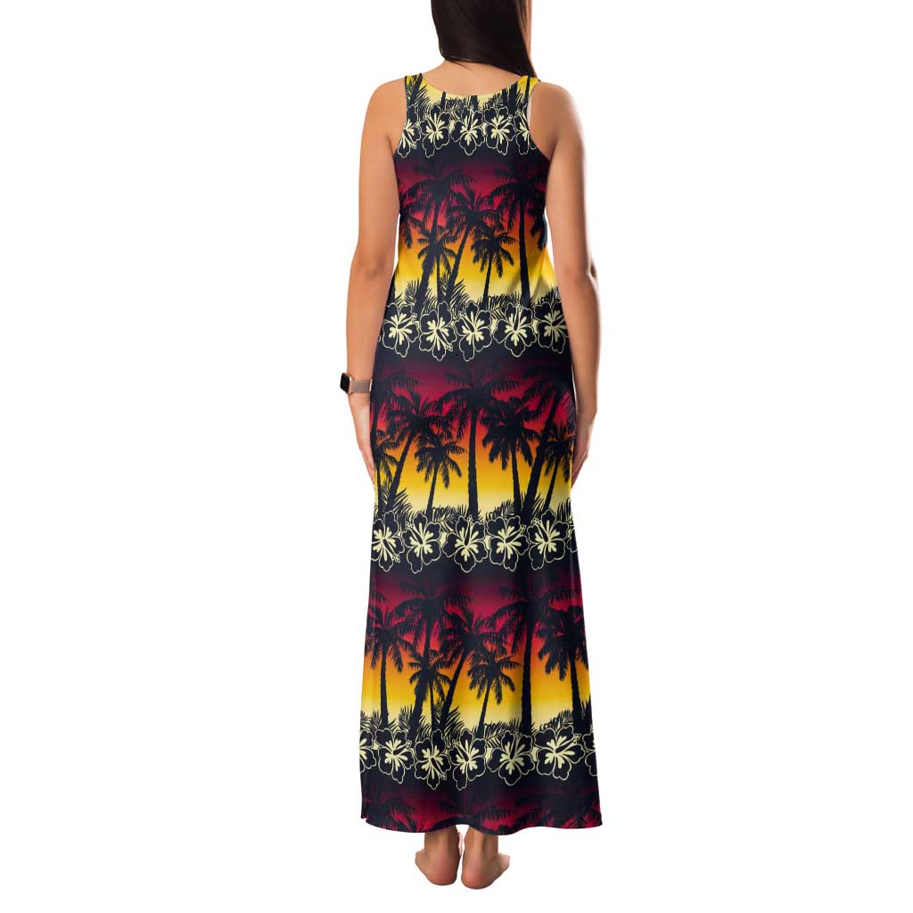 Hawaii Hibiscus Palm Tree Sunset Tank Maxi Dress Tropical Style - Wonder Print Shop