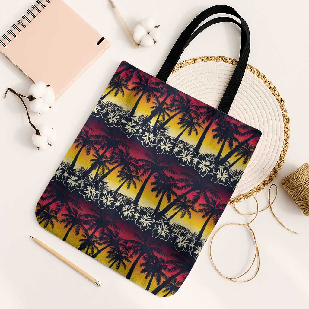 Hawaii Hibiscus Palm Tree Sunset Tote Bag Tropical Style - Wonder Print Shop