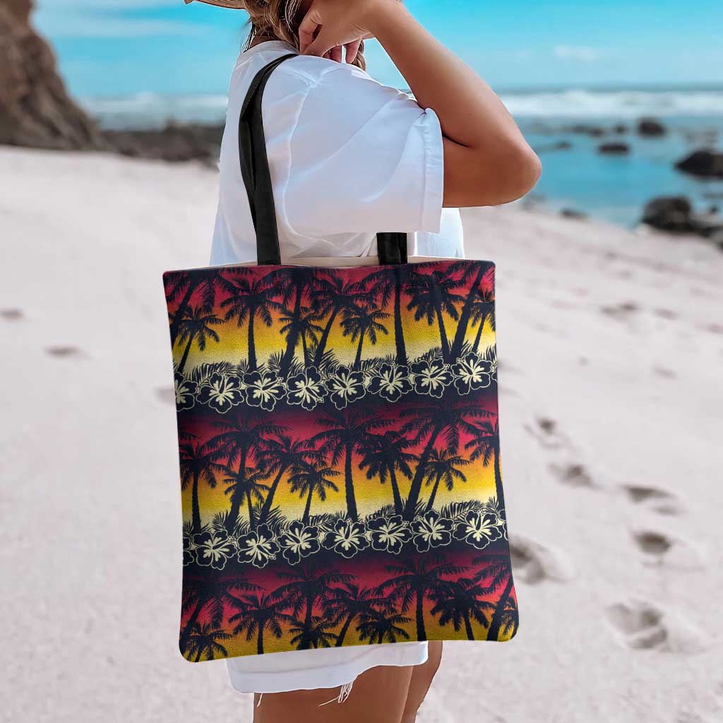 Hawaii Hibiscus Palm Tree Sunset Tote Bag Tropical Style - Wonder Print Shop