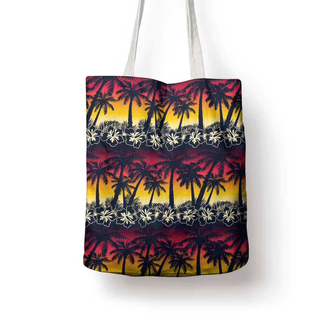 Hawaii Hibiscus Palm Tree Sunset Tote Bag Tropical Style - Wonder Print Shop