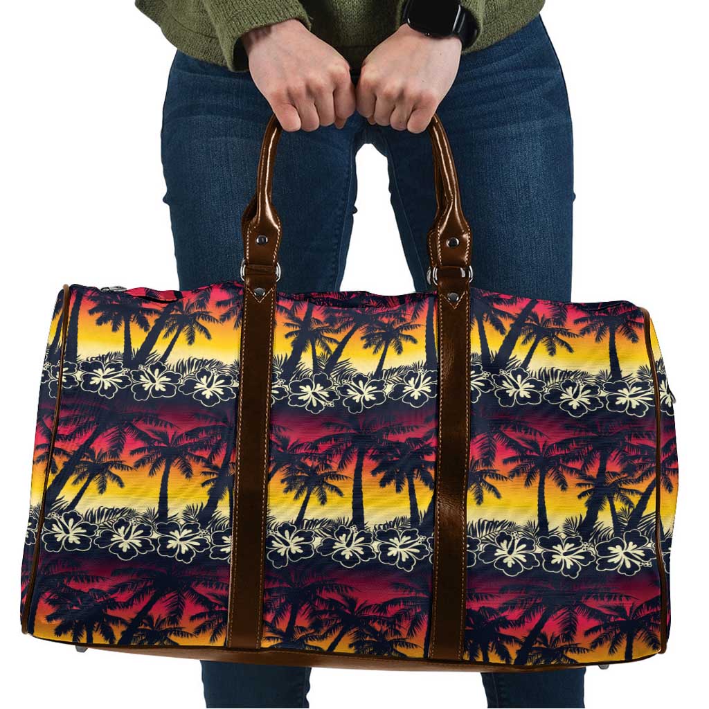 Hawaii Hibiscus Palm Tree Sunset Travel Bag Tropical Style - Wonder Print Shop
