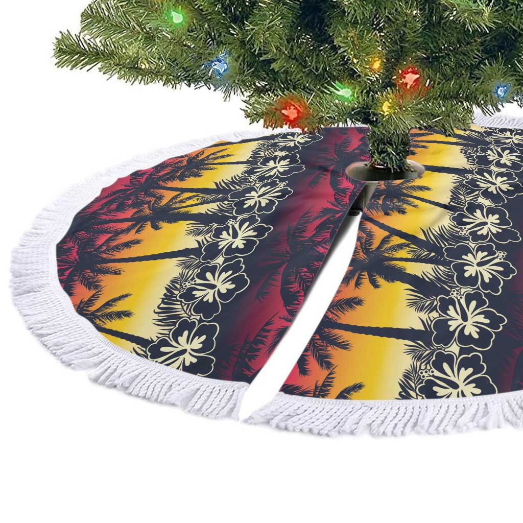 Hawaii Hibiscus Palm Tree Sunset Tree Skirt Tropical Style - Wonder Print Shop