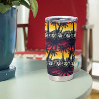 Hawaii Hibiscus Palm Tree Sunset Tumbler Cup Tropical Style - Wonder Print Shop