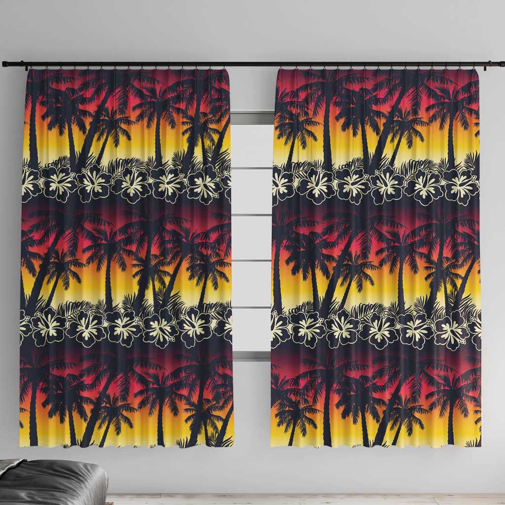 Hawaii Hibiscus Palm Tree Sunset Window Curtain Tropical Style - Wonder Print Shop
