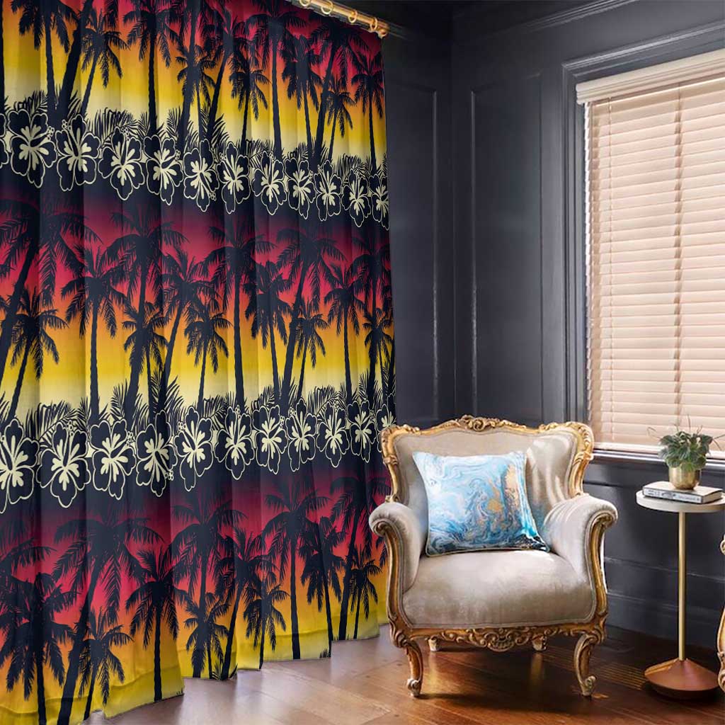Hawaii Hibiscus Palm Tree Sunset Window Curtain Tropical Style - Wonder Print Shop