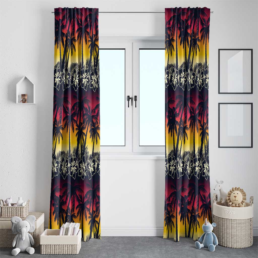 Hawaii Hibiscus Palm Tree Sunset Window Curtain Tropical Style - Wonder Print Shop
