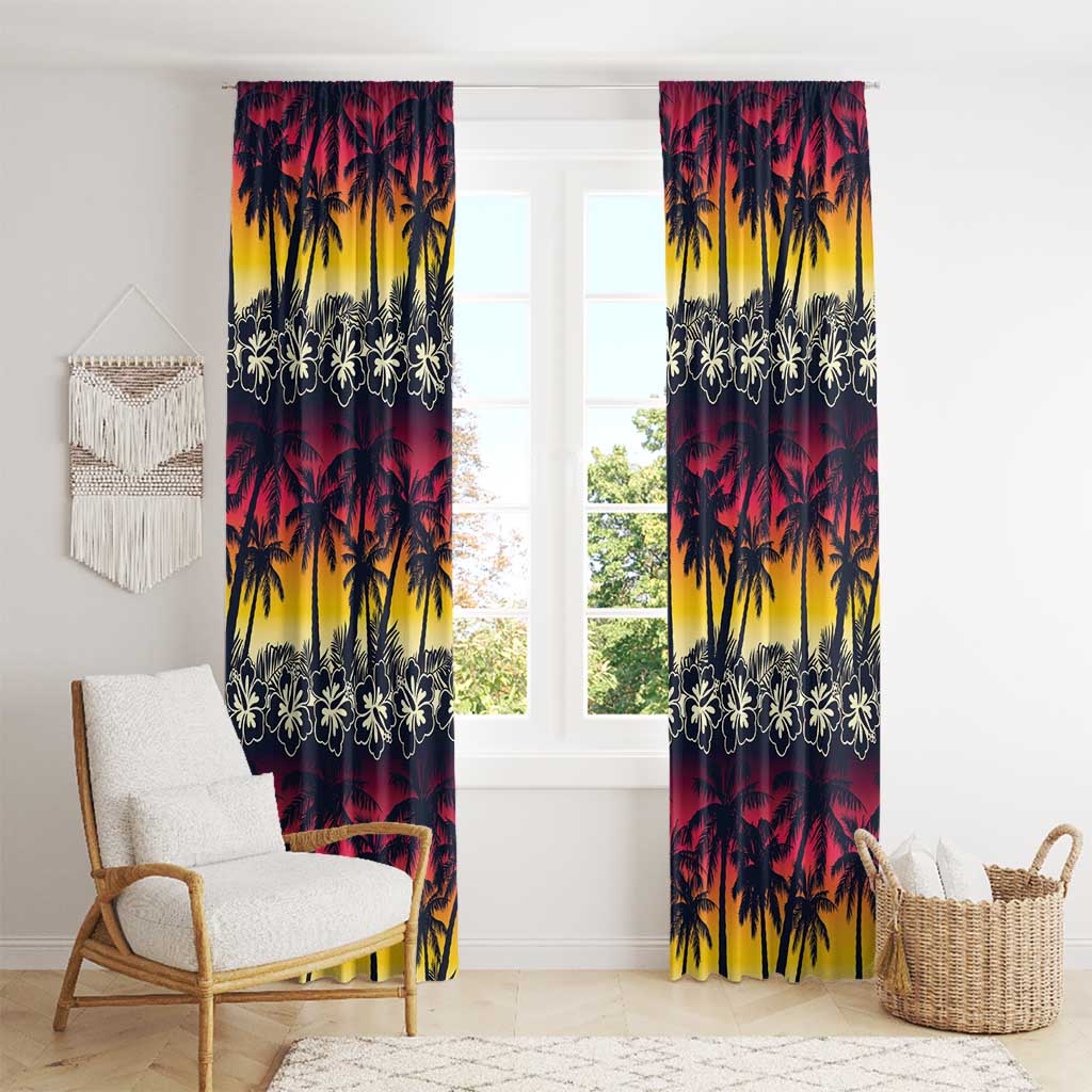 Hawaii Hibiscus Palm Tree Sunset Window Curtain Tropical Style - Wonder Print Shop